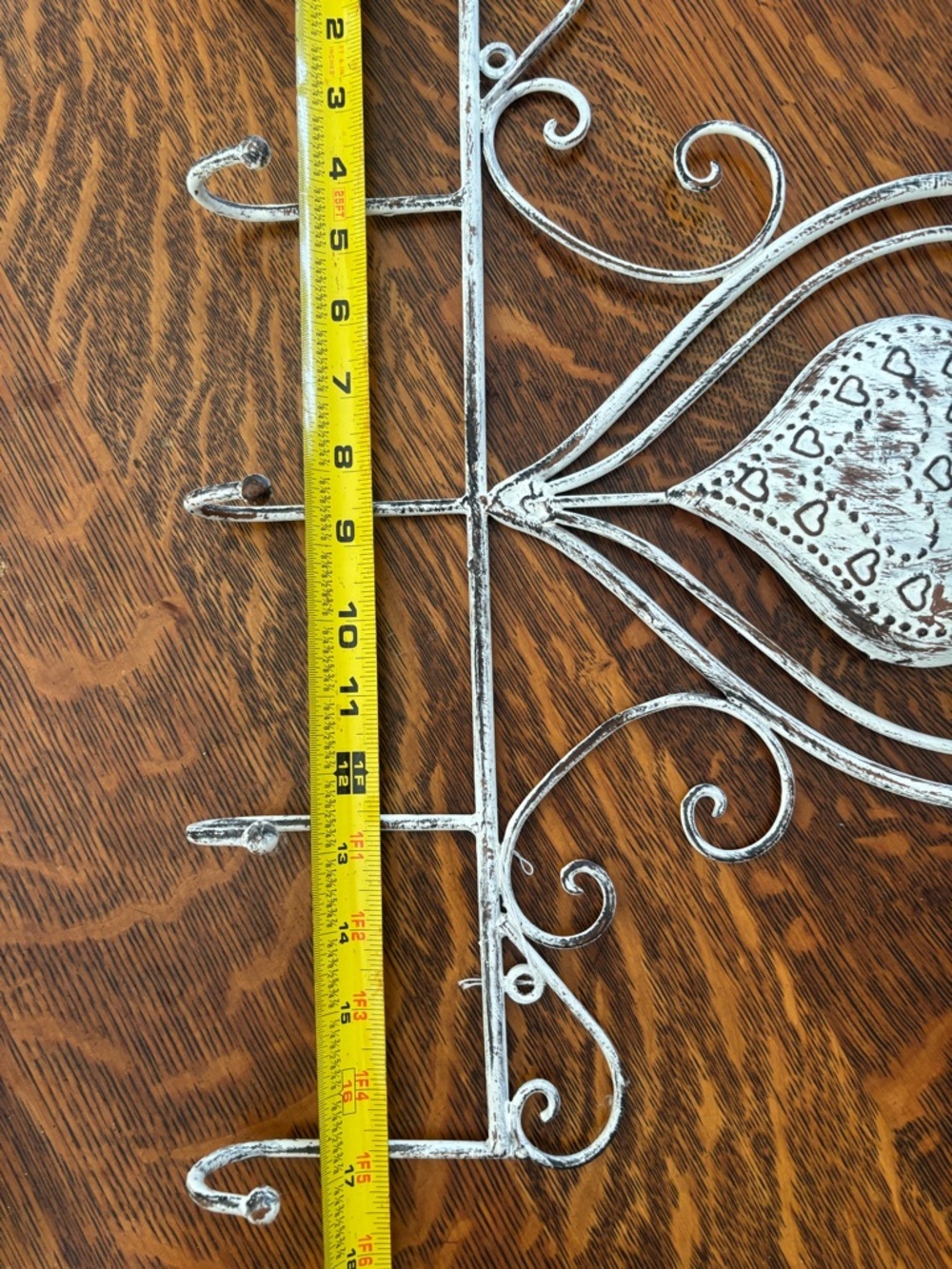 Rustic White Heart Wall Hook Rack by - Picture 6 of 9